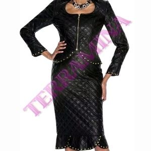 Faux Leather 2 piece Skirt set